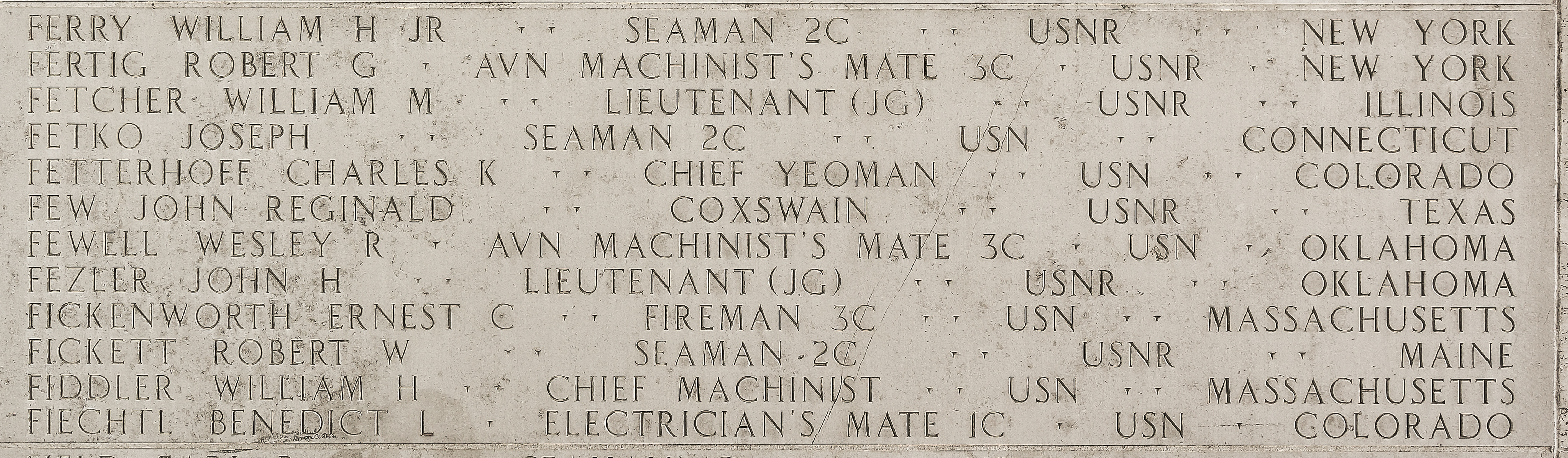 William M. Fetcher, Lieutenant Junior Grade